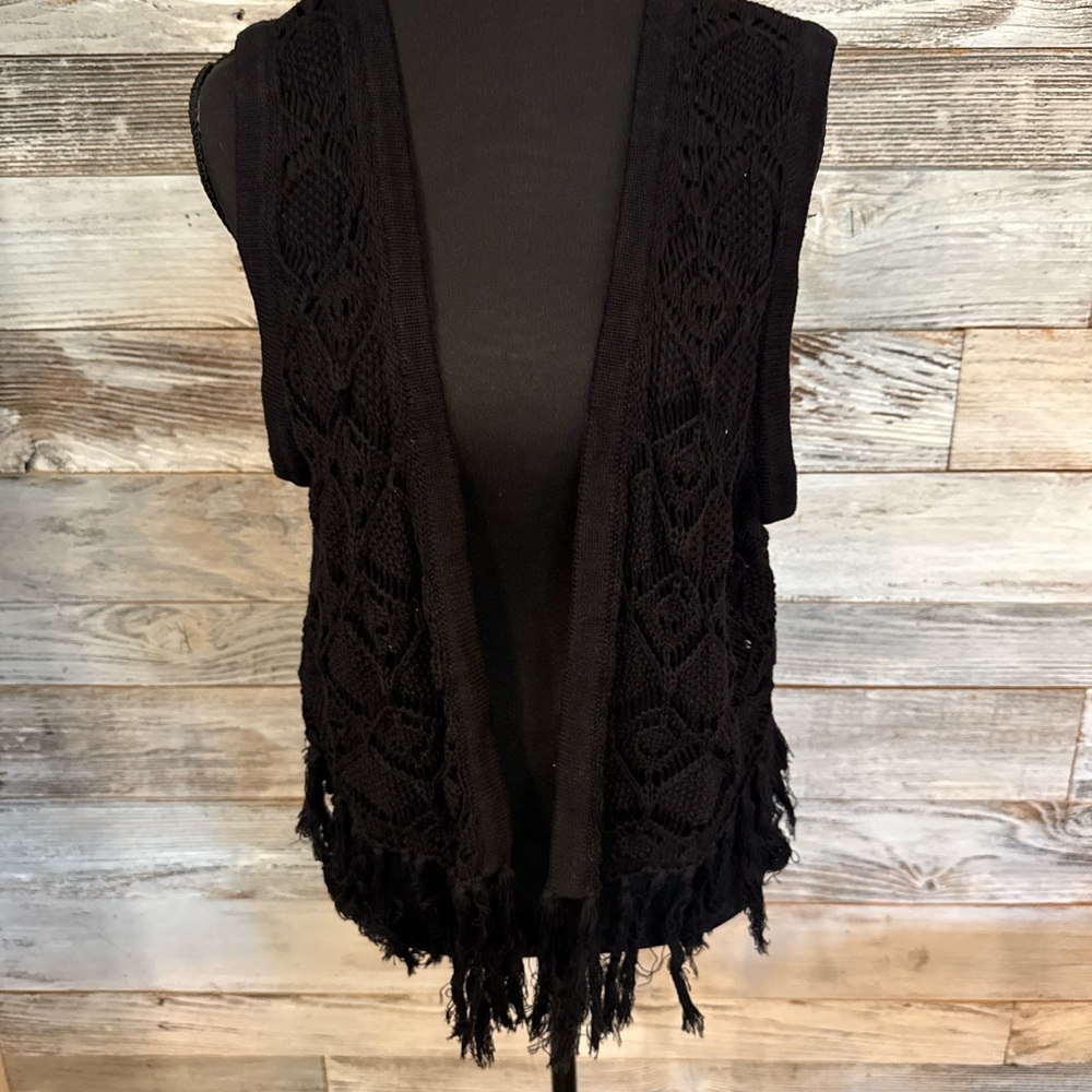 Torrid Black Knit Fringe Vest